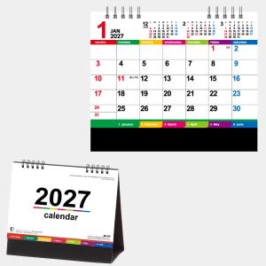 カレンダー 2027 卓上カレンダー 2027年カレンダー カラーインデックス リング式 コンパクト