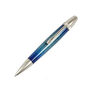 キャンディカラー ボールペン/文房具 〔Blue カーリーメイプル〕 パーカータイプ 芯：0.7mm 日本製 文具 『Air Brush Wood Pen』