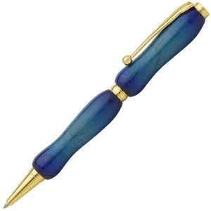 キャンディカラー ボールペン/文房具 〔Blue カーリーメイプル〕 クロスタイプ 芯：0.7mm 日本製 文具 『Air Brush Wood Pen』