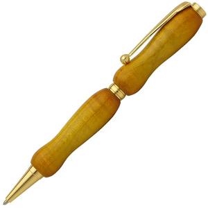 キャンディカラー ボールペン/文房具 〔Yellow カーリーメイプル〕 クロスタイプ 芯：0.7mm 日本製 文具 『Air Brush Wood Pen』