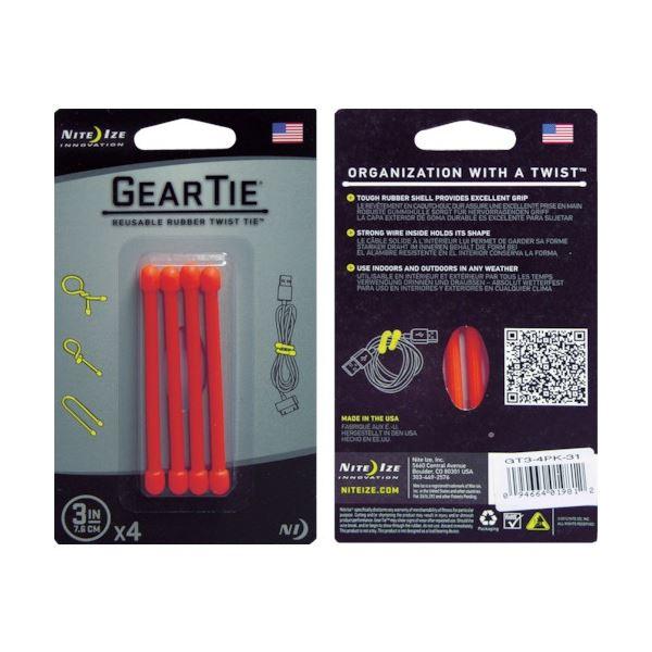 (まとめ) シームーン NiteIze ギアータイ 3インチ オレンジ NI01981 1パック(4...