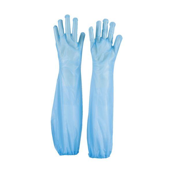 〔まとめ〕 TRUSCO使い捨て ポリエチレン ロング手袋 ブルー TPL-60-B 1箱 (30枚...