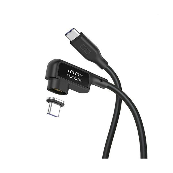 （まとめ） CIO ディスプレイ表示付きL字型マグネットシリコンケーブル CtoC 100W 0.5...