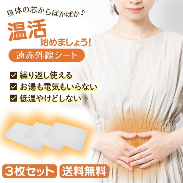 湯たんぽ　冷え性改善グッズ　温活 　遠赤外線シート 20×25cm 3枚セット サイズ調整 冷え対策...