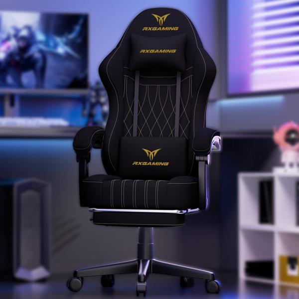 RXGAMING ゲーミングチェア ゲームチェア 椅子 オットマン付き 連動アームレスト 145°リ...