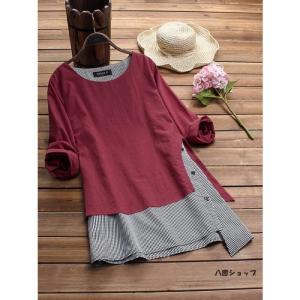 切り替えロングシャツ 重ね着風 ブラウス シャ...の詳細画像3