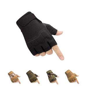 HYCOPROT Fingerless Tactical Gloves Knuckle Protective Breathable Lightweig
