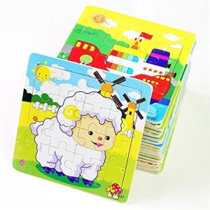 PROW Wooden Jigsaws 16 Piece Toddler Square Puzzle Toy Elephant Panda Puppy