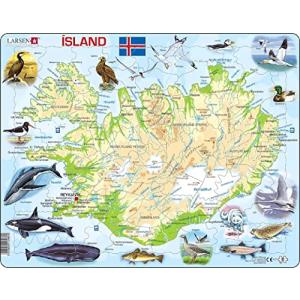 Larsen Puzzles アイスランド地図と動物81ピース 子供の教育ジグソーパズル