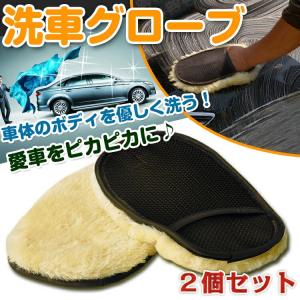 ムートン洗車グローブ 2個セット 洗車用品 洗車グッズ 車の洗車 柔らかい洗車グローブ ee169