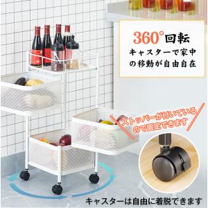 キッチンワゴン キャスター付き 3段 回転式 ...の詳細画像3