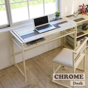 CHROME デスク  クローム 家具 木製 天然木 パイン パソコン