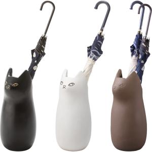 陶器な猫ねこにゃんこcat 傘立て 高さ45cm CLY-12 umbrella rack 【送料無料 SALE】 約W19×D19×H45cm 玄関 かさ とうき 収納 / 内側に濡れ防止コーティング｜ktrend