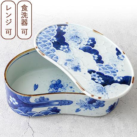 有田焼 染付春秋繭型蓋物（大）送料無料 日本製 食器 電子レンジ・食洗機対応 ふた フタ付き 蓋物 ...
