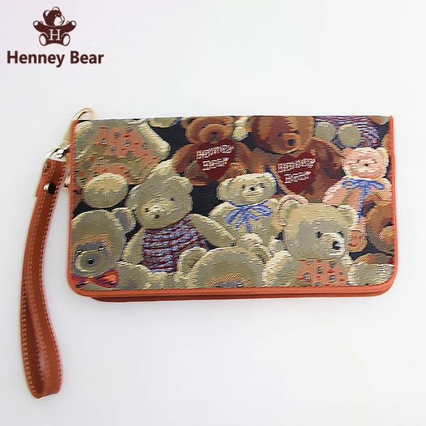 ゴブラン織り テディーベアー 長財布 【送料無料】 テディベア くま 熊 アニマル 動物 柄 レディ...