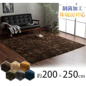 制菌加工 長毛ラグ 約200×250cm / 送料無料 ラグ カーペット 床暖房 ホットカーペット対応 滑りにくい加工 洗える オールシーズン ルフォン｜ktrend