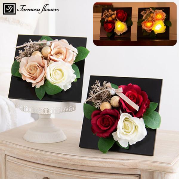 人感センサー付き LEDライト ローズフレーム / 花 造花 バラ 薔薇 ローズ フラワーアレンジメ...