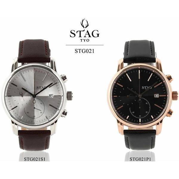STAG STG021 watch 腕時計 / メンズ 牛革ベルト クロノグラフウォッチ スタッグ ...