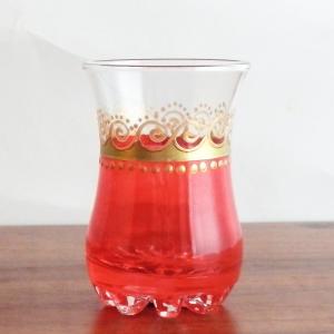 チャイグラス 赤 チューリップ型 グラス ガラスコップ 花底 チュニジア 055a｜ktsamantha