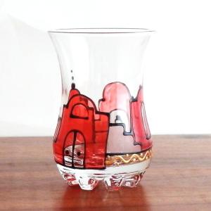 チャイグラス 赤 チューリップ 街 グラス ガラスコップ 花底 チュニジア 056a｜ktsamantha