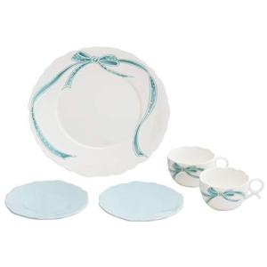 アペックスハート 食器 セット ペア カップソーサー プレート付き 幸せの青いギフト 結婚祝い プレゼント サムシング ブルー ティータイムセット SB-1015