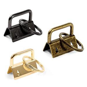 SPEEDWOX エンドパーツ 紐留め 金具 ジャンプリング付き 25個 3色 ゴールド 金古美 ブラック 平ヒモ用 ワニカン 留