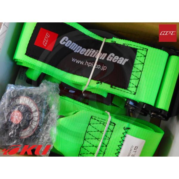 HPI レーシングハーネス 4点式（3インチ）蛍光グリーン  FIA公認 運転席側 HPRH-500...