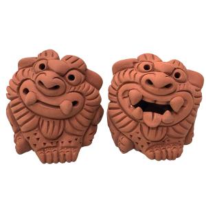 シーサー置物 ペアシーサー 素焼き 笑顔 厄除け 魔除け お守り