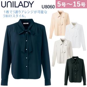 UNILADY 長袖ブラウス U8232 17号 19号 大きいサイズ ストライプ 調温