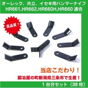 草刈機オーレック・やまびこ・共立HR661 HR662 HR663 HR665 HRC664他用ハンマーナイフモア替刃 38枚セット｜kudiralabel