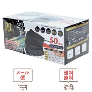 ヒロ・コーポレーション 黒 ブラック 不織布マスク ふつうサイズ 50枚