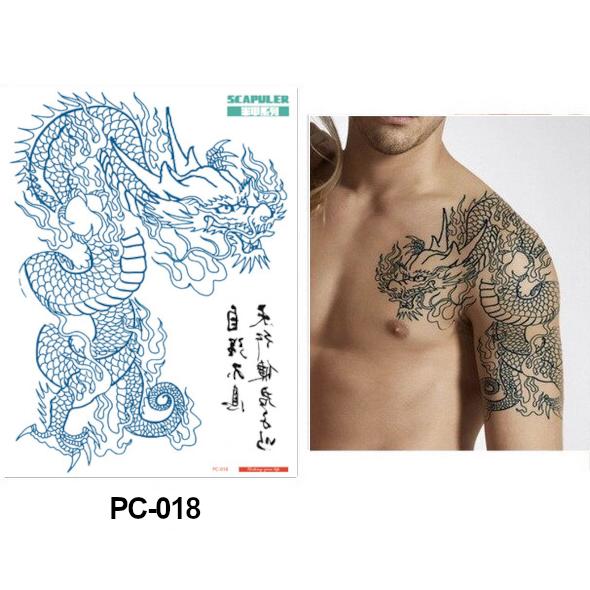 タトゥーシール 肩 タトゥーシール 腕 龍 ドラゴン リアル 刺青 入墨 大判 018