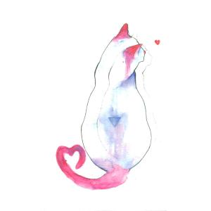 タトゥーシール 水彩画風 猫 ワンポイント 124