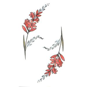 タトゥーシール 水彩画風 花 ワンポイント 130