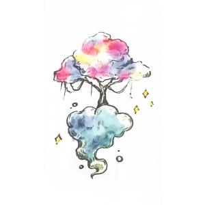 タトゥーシール 水彩画風 樹木 ワンポイント 158