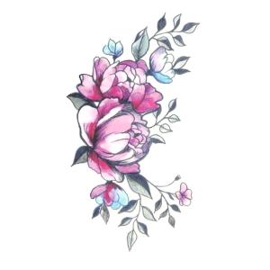 タトゥーシール 水彩画風 花 ワンポイント 170