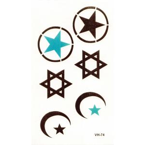 タトゥーシール 月 星 六芒星 フラッシュタトゥー シャイニングタトゥー メタリック 金 銀 ワンポイント 74