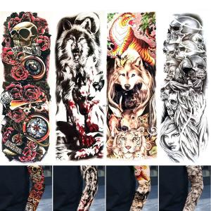タトゥーシール 大判 髑髏 狼 獣 腕 和柄 リアル 刺青