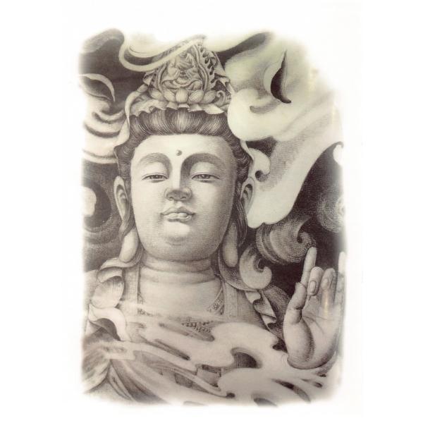 タトゥーシール 和柄 タトゥーシール 腕 菩薩 腕 肩 背中 脚 刺青 リアル 防水 長持ち 429