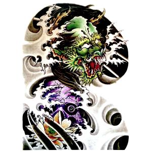 タトゥーシール 大判 龍 鯉 トライバル 禅 ...の詳細画像3