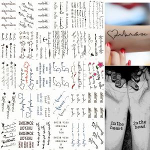 タトゥーシール 30枚セット 文字 英文 心電図 人気デザイン