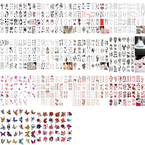 タトゥーシール 30枚セット(1) 花 蝶 薔薇 トライバル 韓国 インスタ 文字 英文 星 ワンポ...