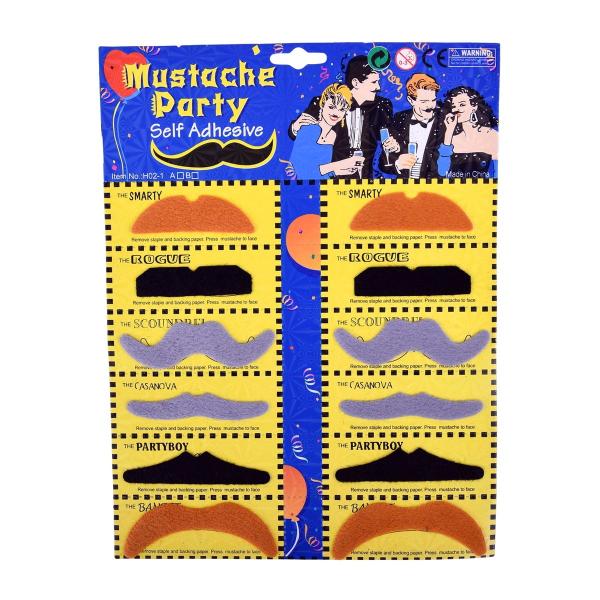 ひげ 付け髭 12個セット コスプレ 仮装 パーティ 余興 カラー