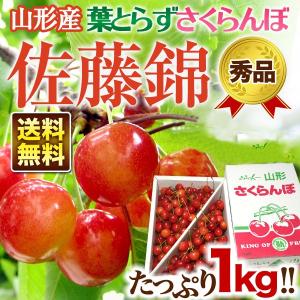 さくらんぼ 山形県産 武田さんの 朝摘み 葉取らずさくらんぼ「佐藤錦」秀品 Lサイズ1kg バラ詰 産地直送 送料無料 訳あり Y常