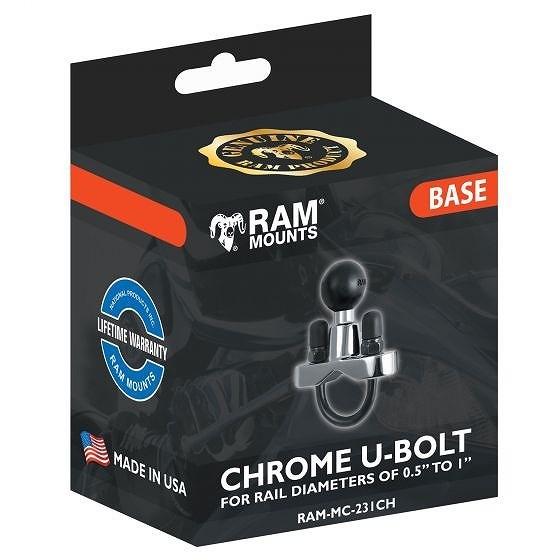 ☆【Ram】オートバイのクロムUボルトベースをマウント