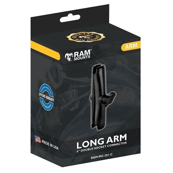 ☆【Ram】オートバイのダブルソケットロングアーム1インチ用のマウント