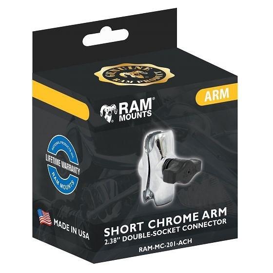 ☆【Ram】オートバイダブルソケットショートアーム1インチ用マウント