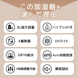 【乾燥対策】 加湿器 大容量 8L ハイブリッ...の詳細画像2