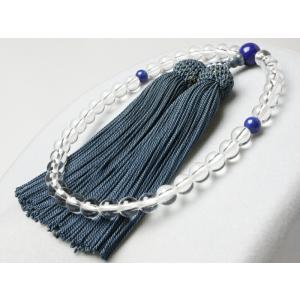 女性用高級念珠・数珠 水晶 ラピス仕立 38珠 正絹頭付房 KL025