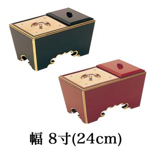電気式 黒塗面金塗 角香炉 8寸（幅約24cm）焼香用 電気コード式